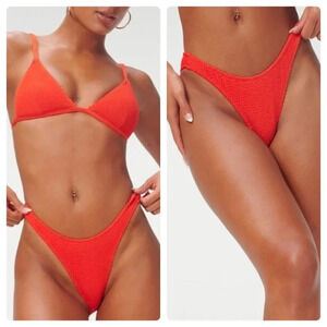 SALE‼️Good American Always Fits Red Ribbed Bikini Bottom